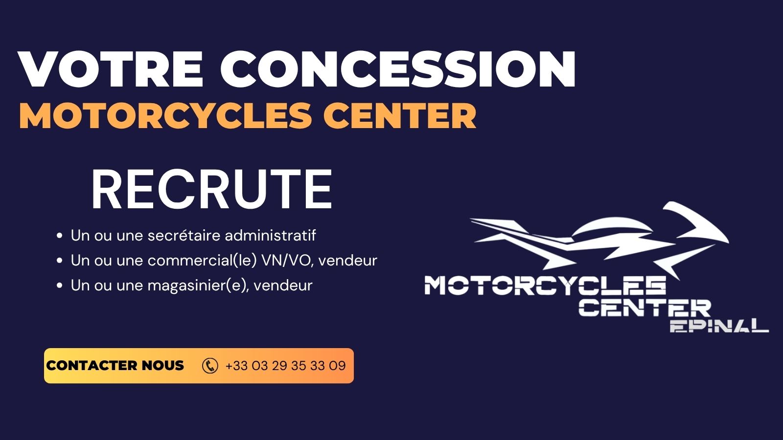 Motorcycles center recrute